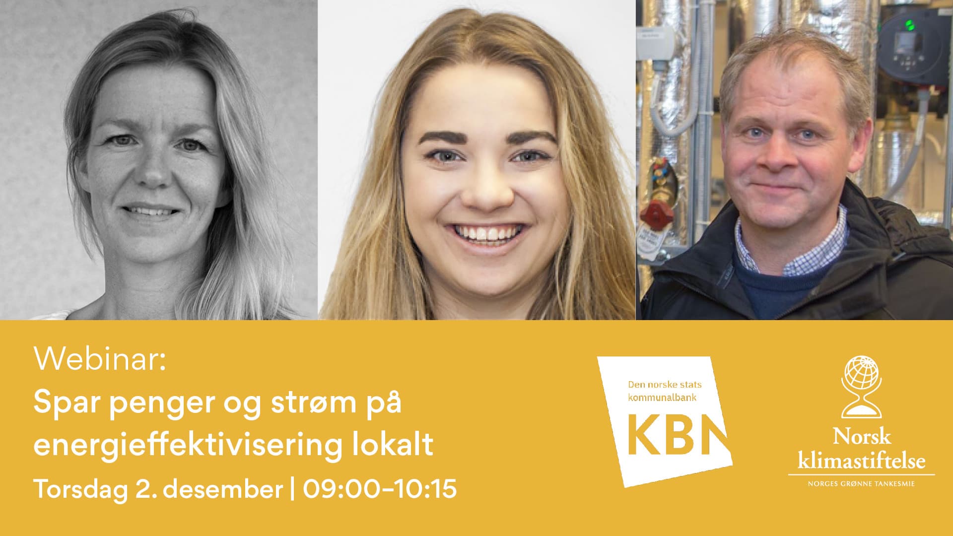 Portrettbilder av Ingrid Helene Magnussen, Synne Krekling Lien og Ole Arne Torvik. Informasjon om webinar 2. desember kl 09:00