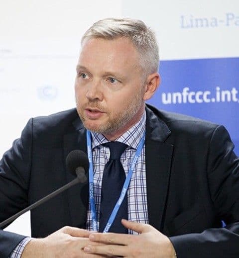 Bilde av Martin Skancke under FN's klimakonferanse i Paris i 2015.